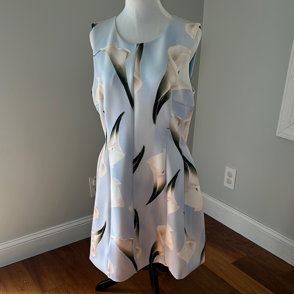 CALVIN KLEIN Cala Lilly Print Dress Size 14